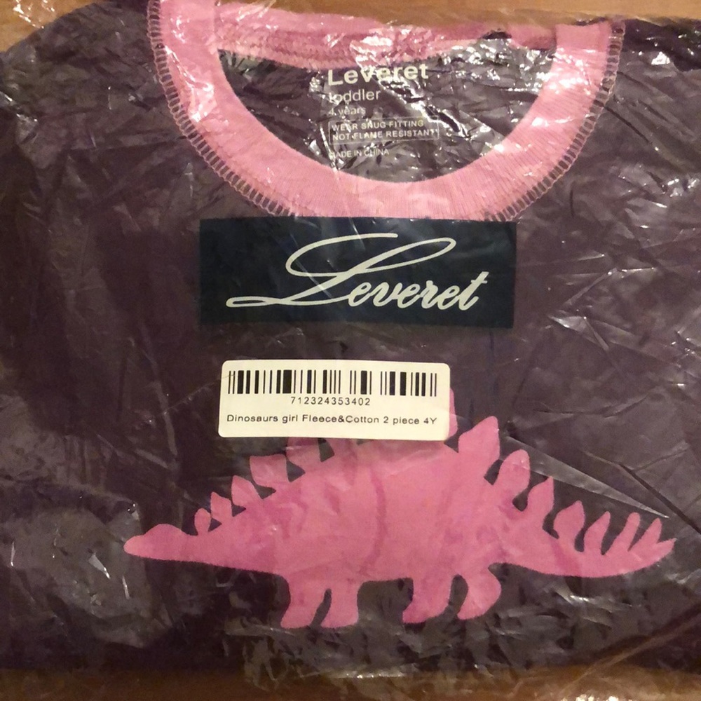 Dinosaur girls fleece and cotton 2 piece pajamas